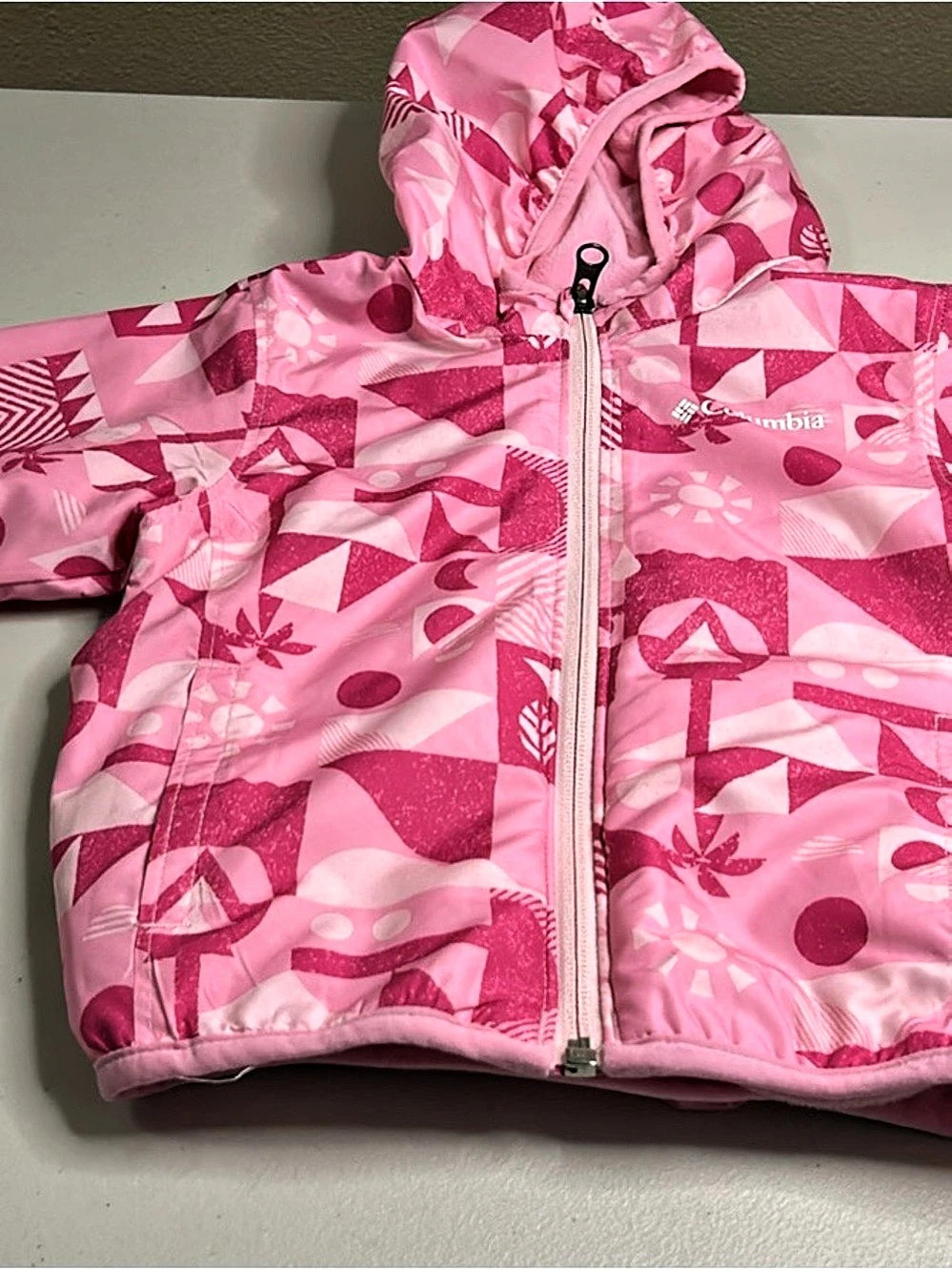 Columbia Girls Pink Geometric Rain Jacket Size 2T